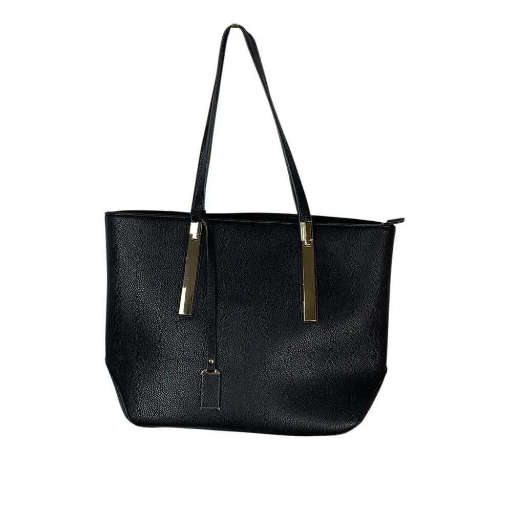 Miztique Black Vegan Leather Tote Work Chic Laptop Commuter